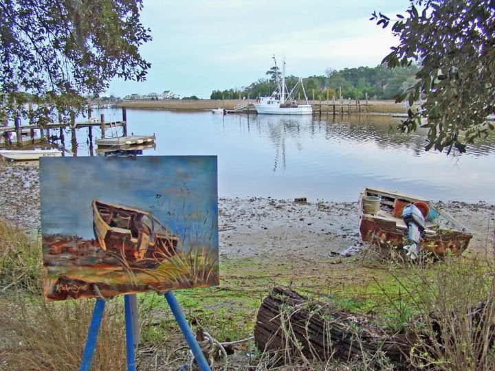 Paint Charleston Daily "Lowcountry Oyster Boat" Plein Air Painting in