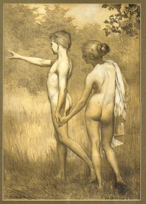 Boy and nude girl coition