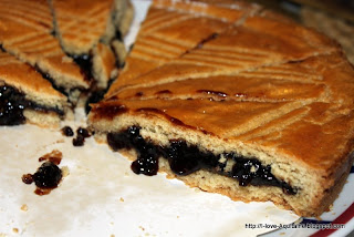 Gâteau Basque with black cherry jam filling