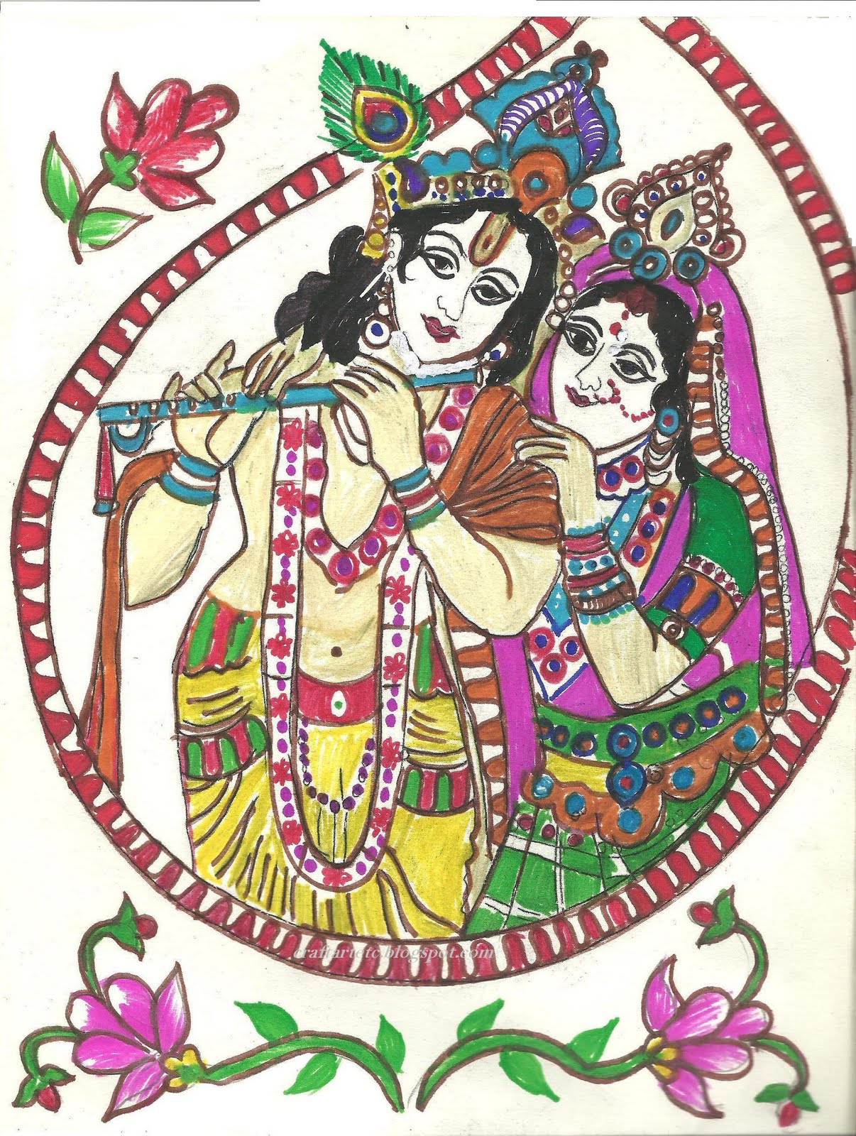 Soft Toys, Rangoli, Fabric paint Radha Krishna