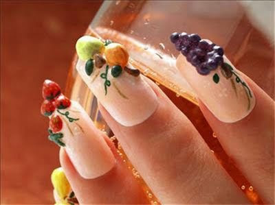n3d nail art, fruit nails 
