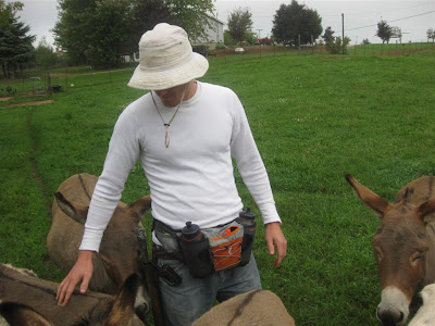 not a fanny pack, petting donkeys on a farm not a fanny pack, petting donkeys on a farm