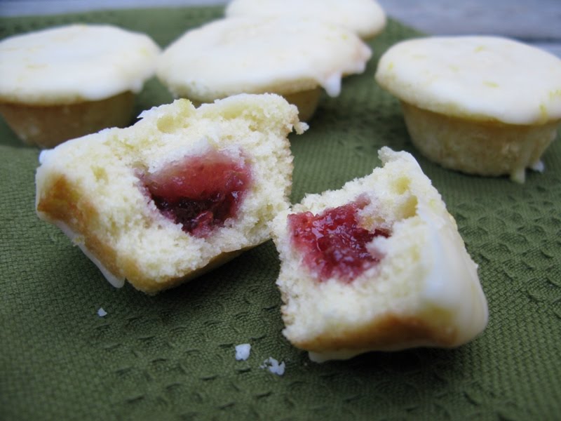 Kitchen Trial and Error strawberry jam filled mini lemon cupcakes