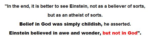 "Einstein believed in awe and wonder, but not in God"