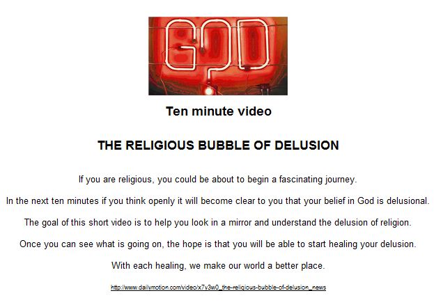 THE RELIGIOUS BUBBLE OF DELUSION