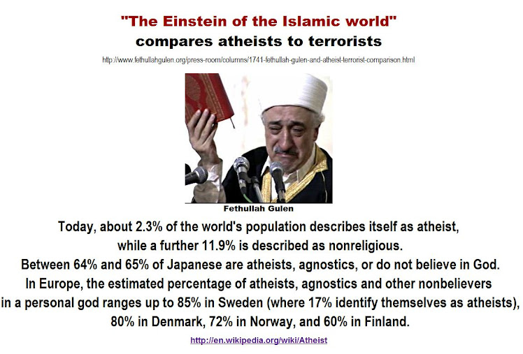 The Einstein of the Islamic world compares atheists to terrorists.