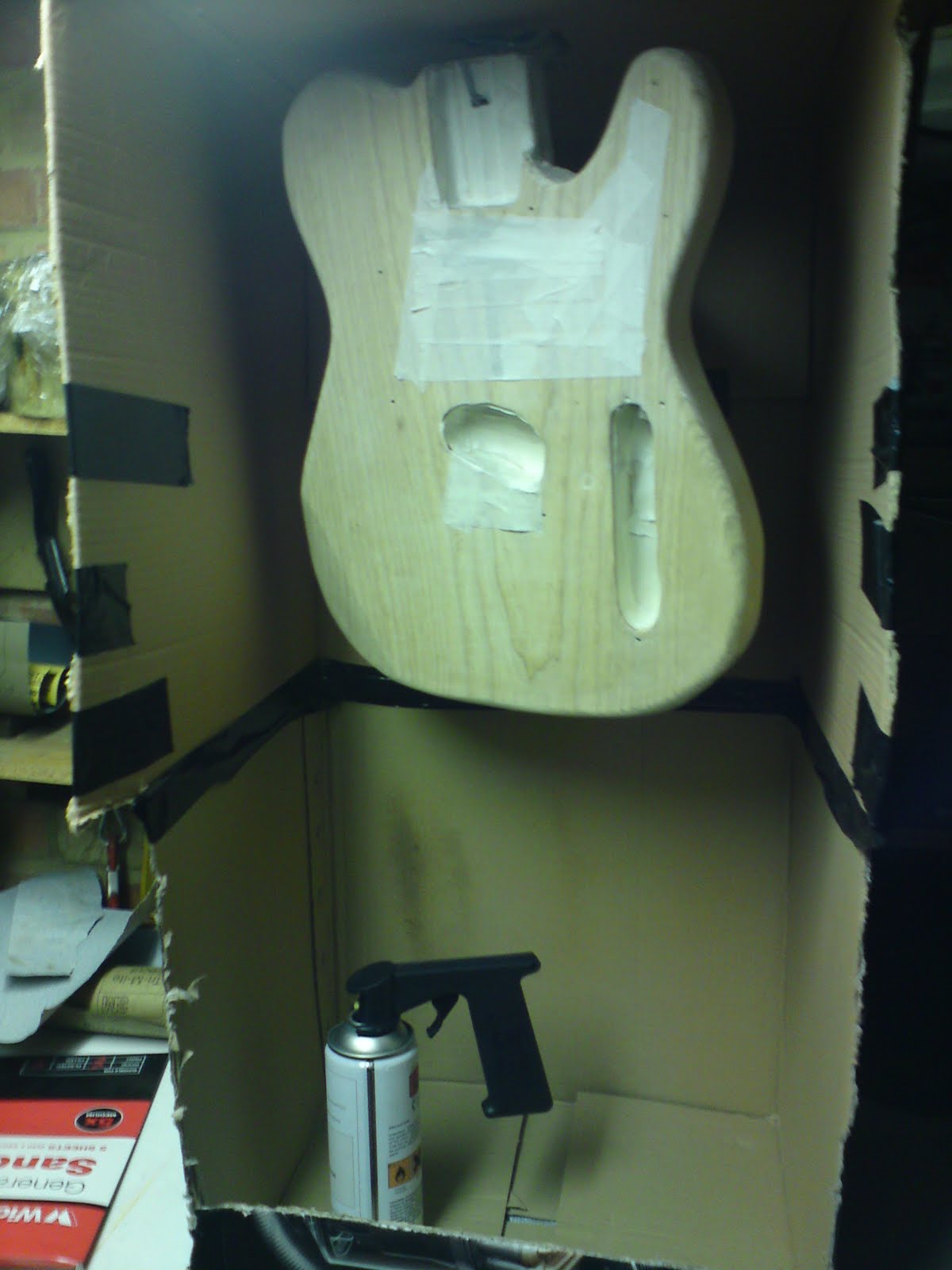 Collins Telecaster Build 0001 Body Spraying