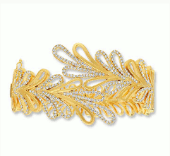 14K Yellow Gold Layered Loops Diamond Bangle Bracelet