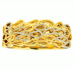 14K Yellow Gold Loops 1.70 CTW Diamond Bangle Bracelet