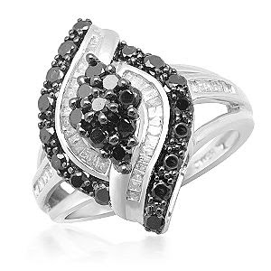 Black and White Diamond Marquis Ring in Sterling Silver Black and White Diamond Marquis Ring in Sterling Silver