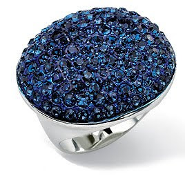 Silvertone Metal Blue Crystal Pave Ring Silvertone Metal Blue Crystal Pave Ring