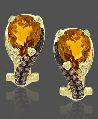 Le Vian 14k Gold Earrings Citrine and Diamond Le Vian 14k Gold Earrings Citrine and Diamond