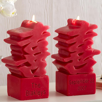 Personalized double happiness candles Personalized double happiness candles