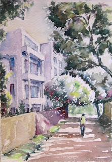 Watercolor painting - Through the maze