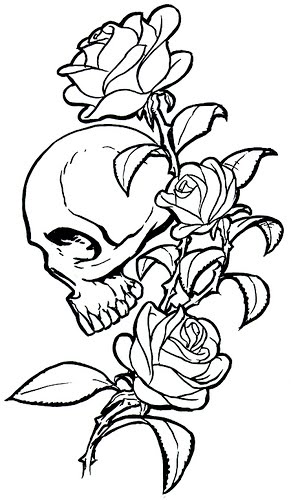 design drawings of the skull and roses tattoo tattoos are suitable for men