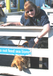 photo of Travis and Kasey with Sophie on the pier