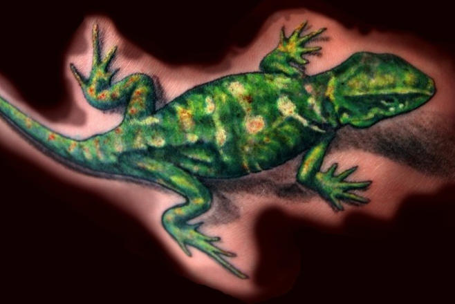 Realistic 3D Lizard Tattoo