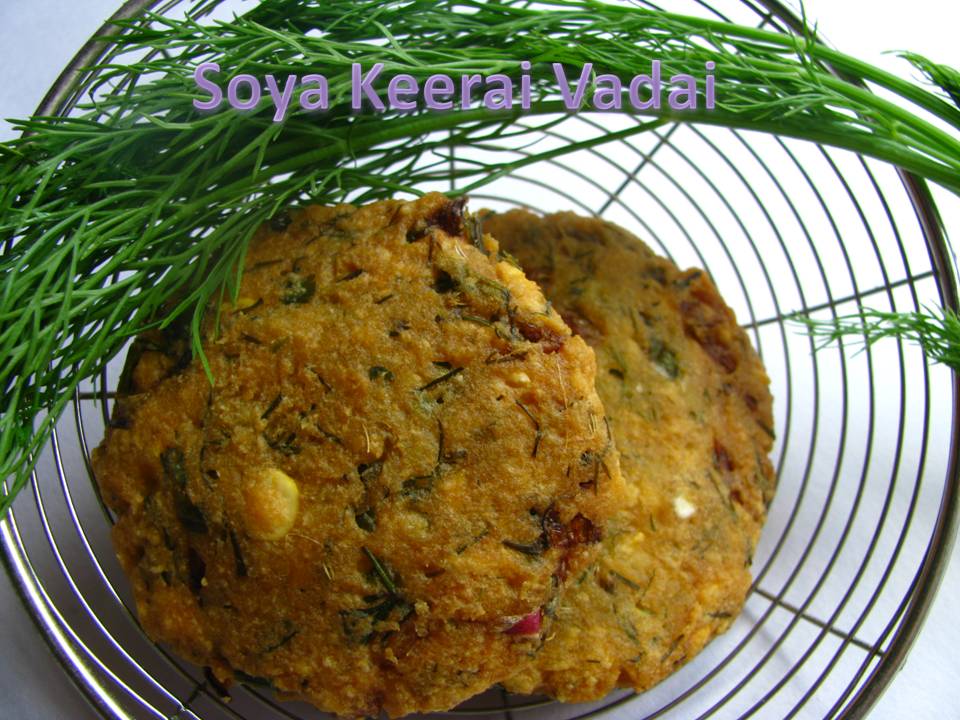 IndianSpiceMagic Soya (Dill Leaves) Fritters / Soya Keerai Vadai