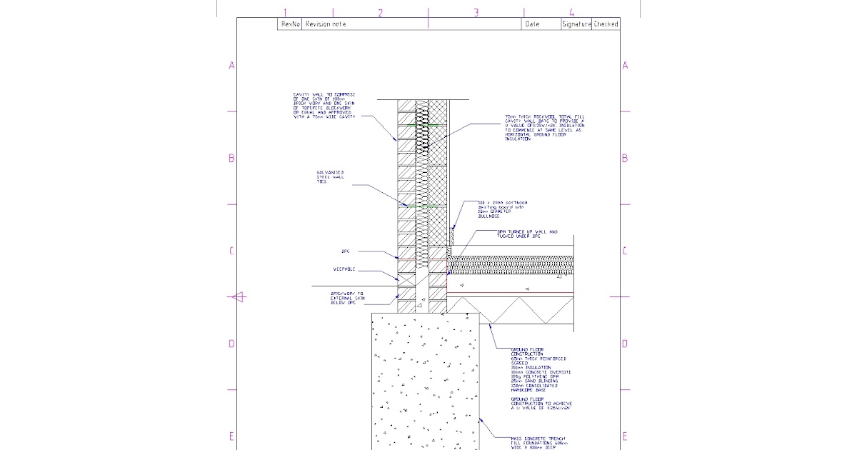 Auto CAD Drawings Strip Foundation With Solid Floor
