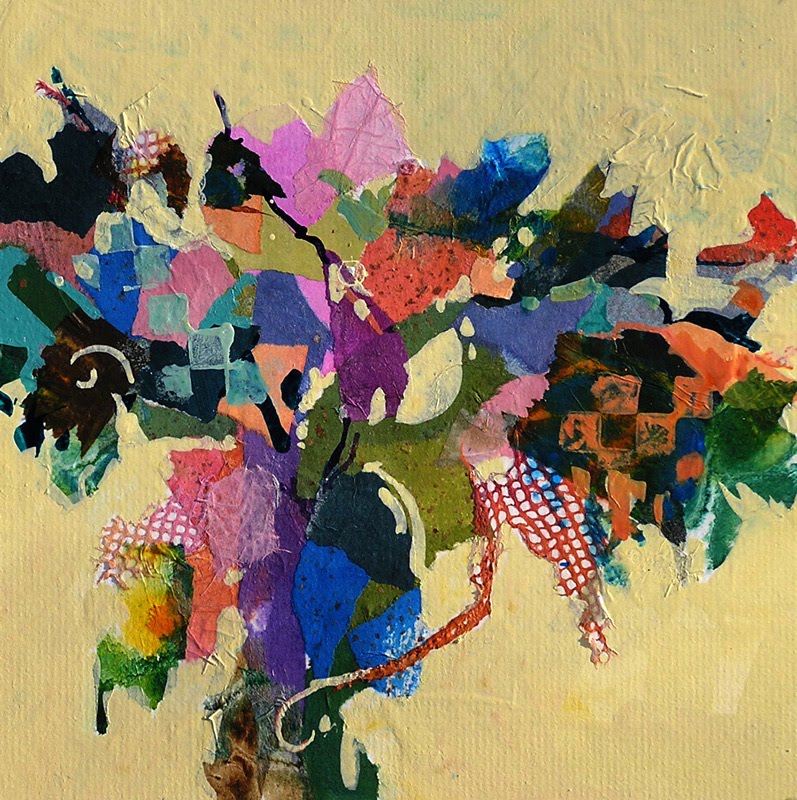 Sharon Lynn Williams' Art Blog "Posies", acrylic and collage painting