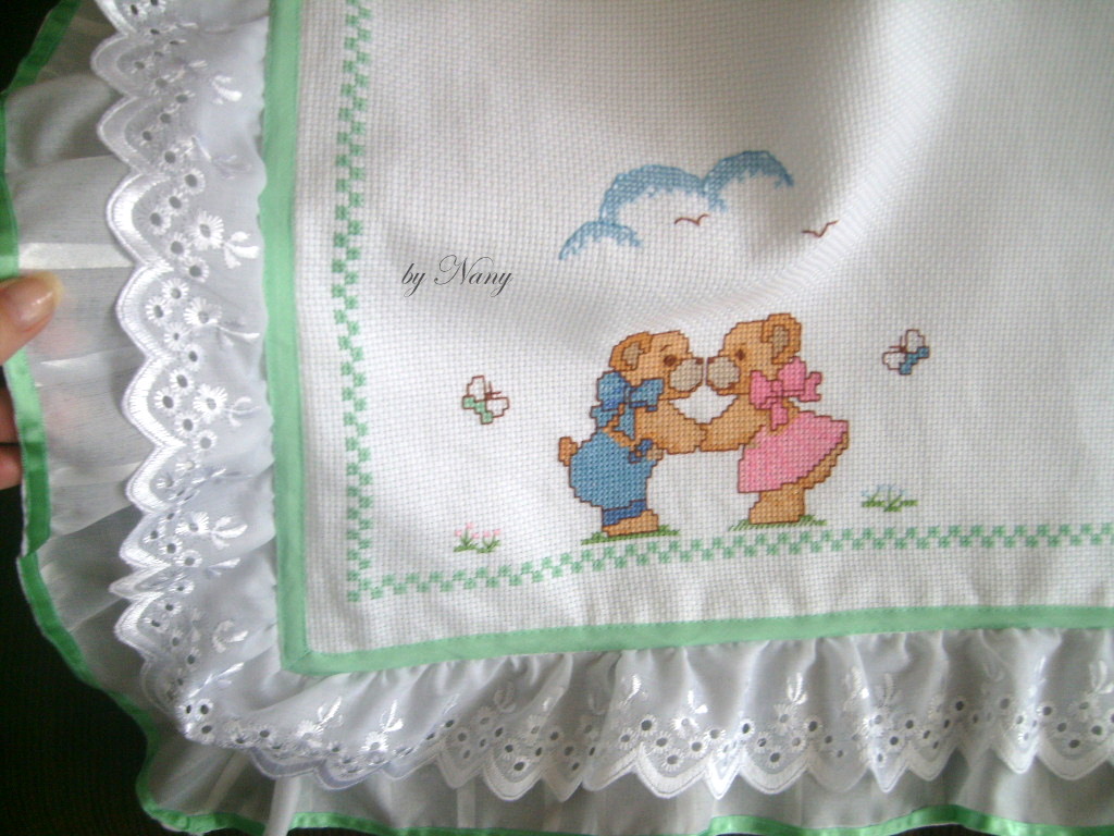 1000 Artes: Manta Bebê em Ponto Cruz - mod. Teddy Bears