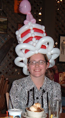 Me, on my birthday, wearing my special birthday hat!