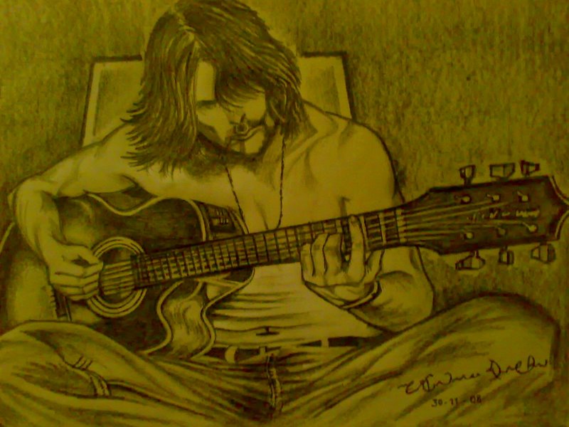 The Guitarist The Music Of Pencil Sketching Guitar Drawing