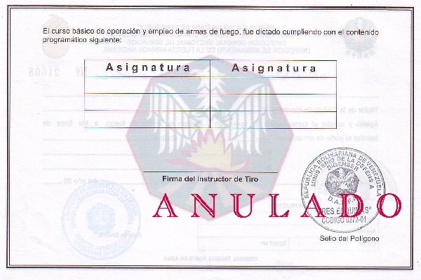 Certificado de Tiro (Req. Porte de Armas de Fuego y Renovacion)