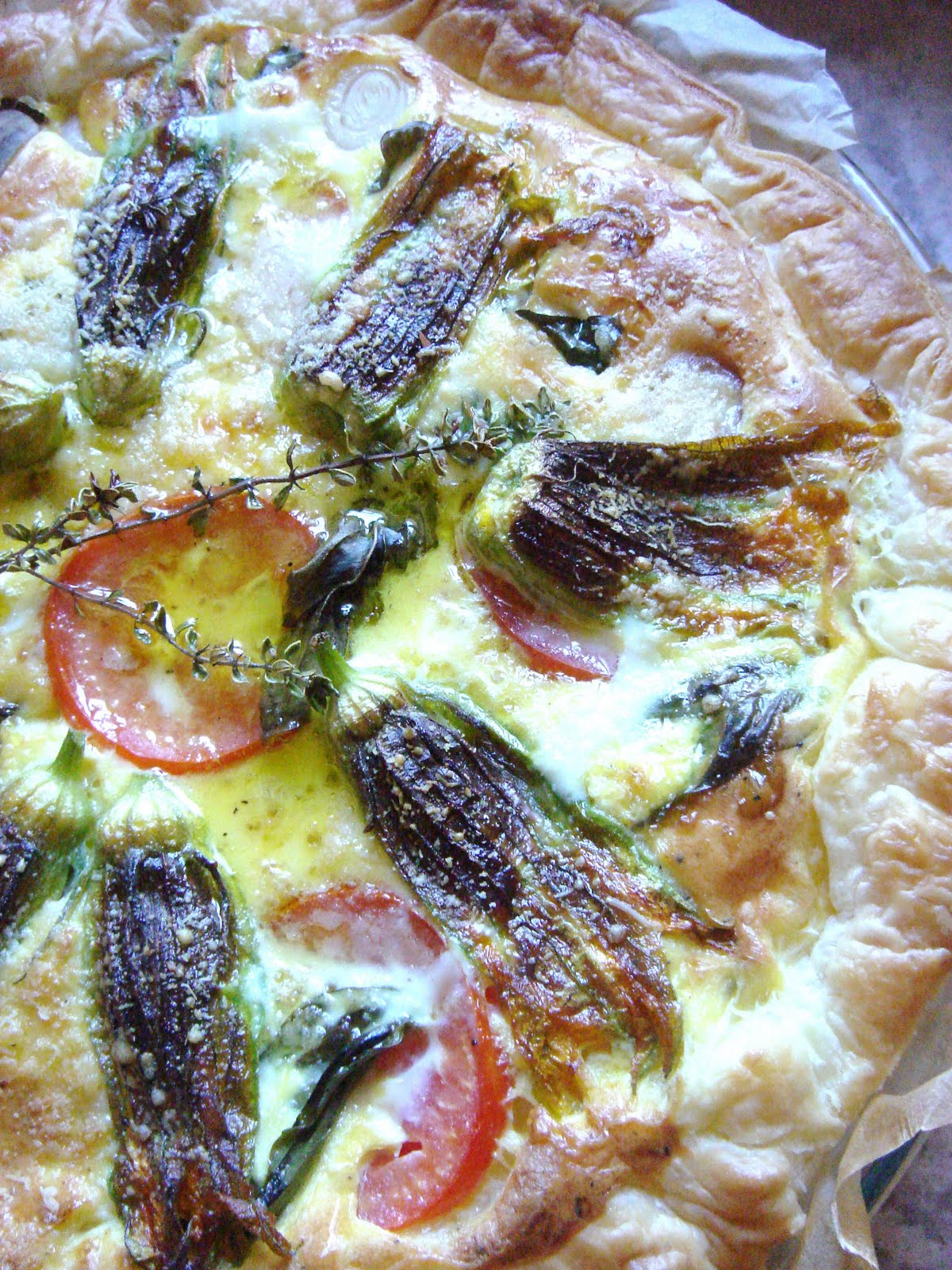 East meets West Zucchini Blossom Quiche