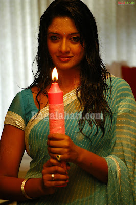 Vimala Raman Hot and Wet in Sexy Blue Saree