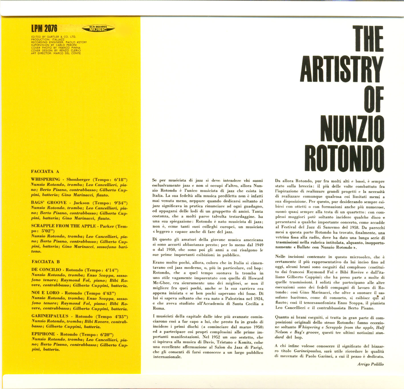 Jazz from Italy The Artistry of Nunzio Rotondo 1959