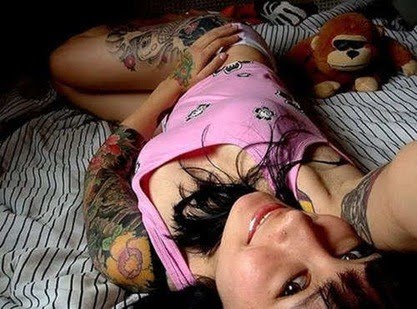 hot Sexy Girl with flower irish Tattoo Picture art design