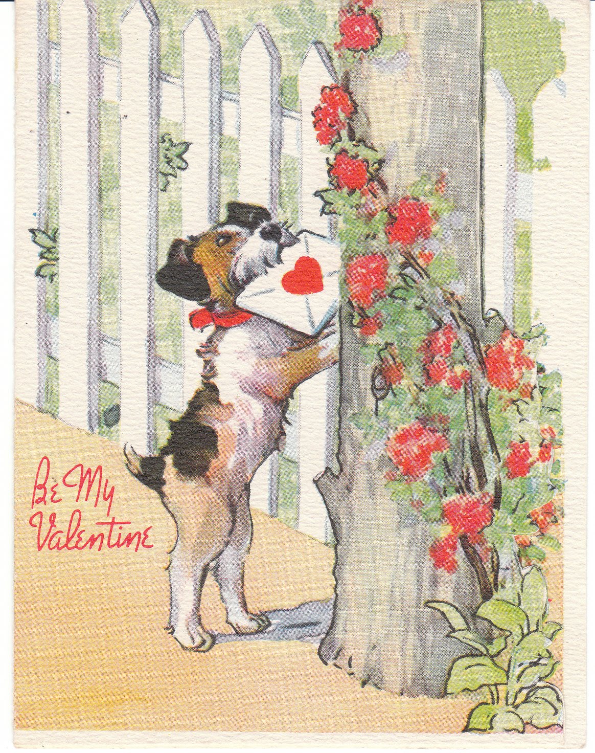 View from the Birdhouse: 1940's Vintage Wirehair Fox Terrier Valentine