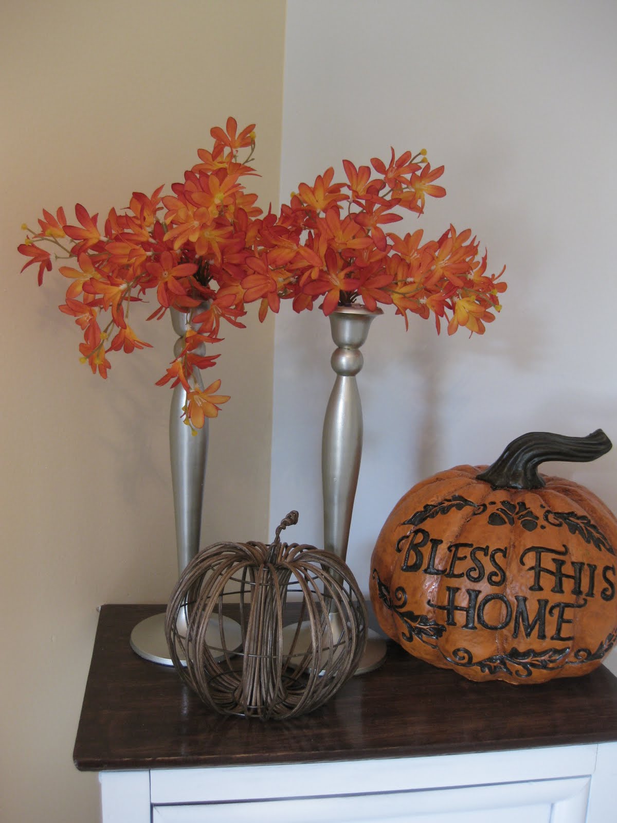 The Hand Me Down House Fall Candlestick Topiaries