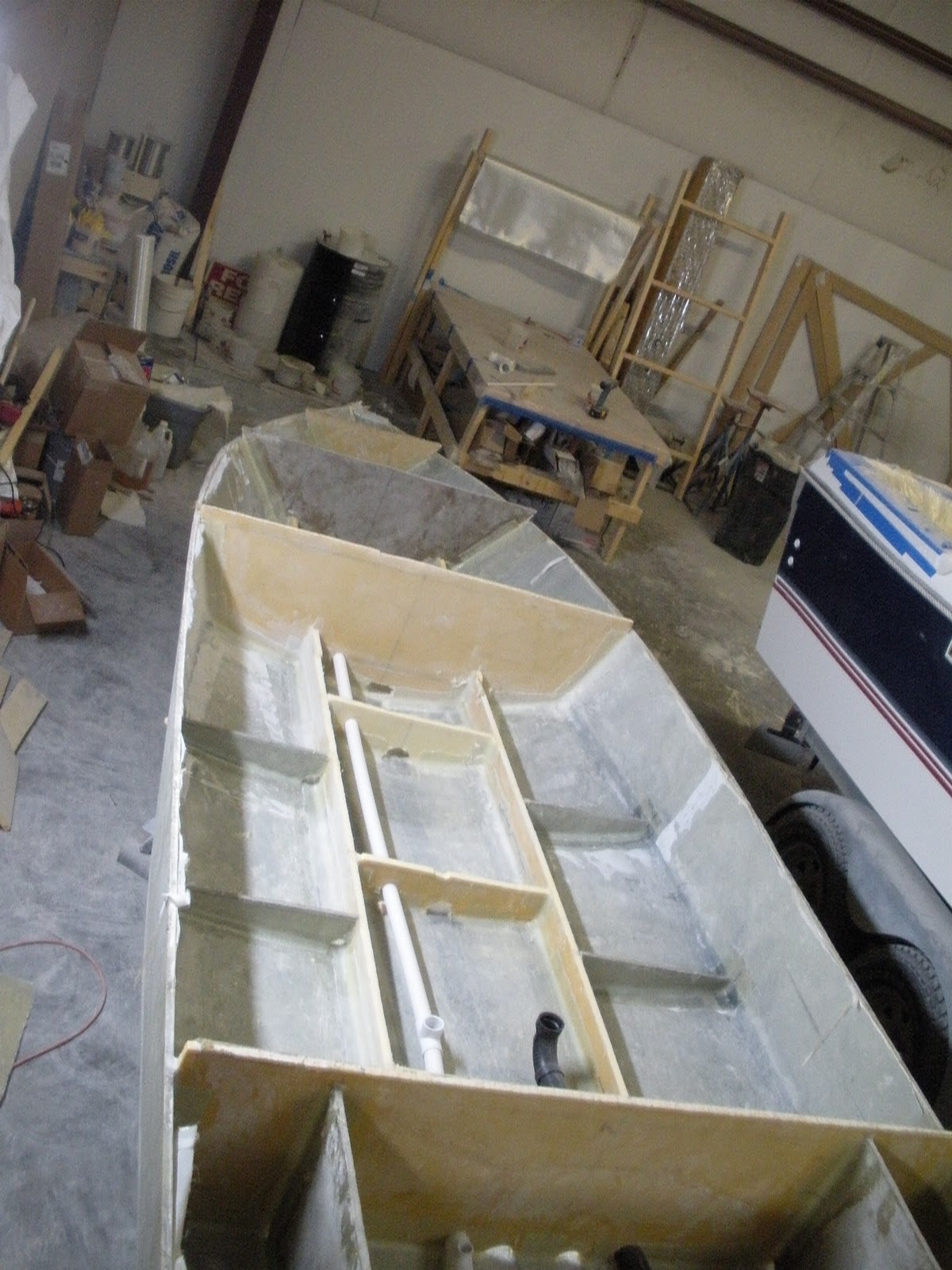 Custom Flats Boat Build Cross Members for Stringers