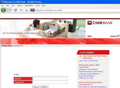 Fake CIMB Login Page