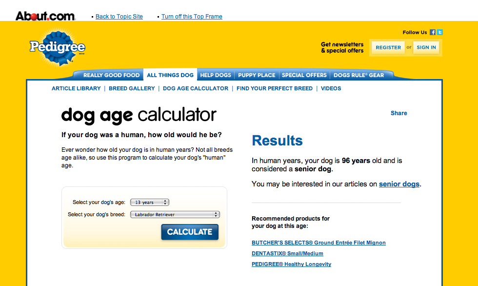 Dog Age Calculator Link HERE