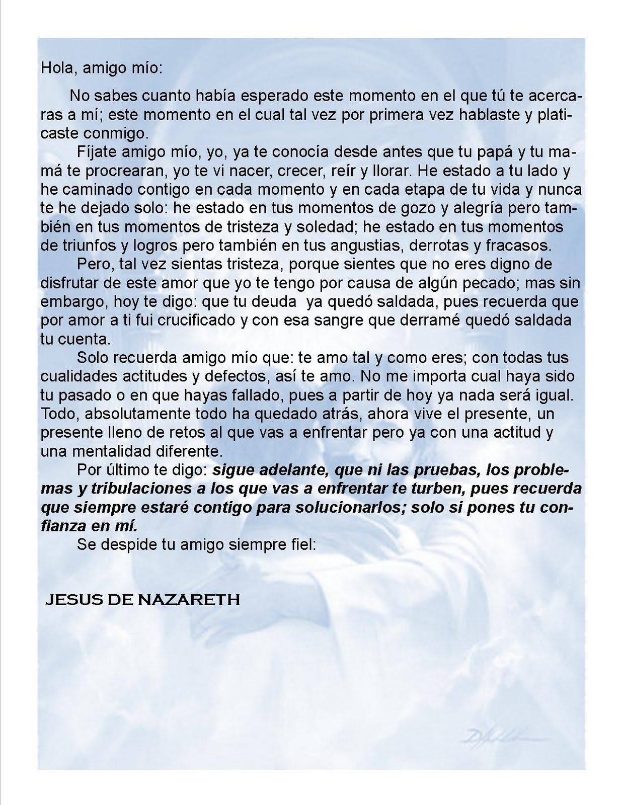 ¡EVANGELIZATE Y EVANGELIZA A LOS DEMÁS! CARTA DE JESUS PARA TI