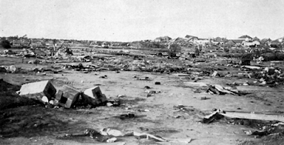 A formerly populated area of Galveston four blocks wide, half mile long, which was wiped clean by the storm surge during the Hurricane of 1900