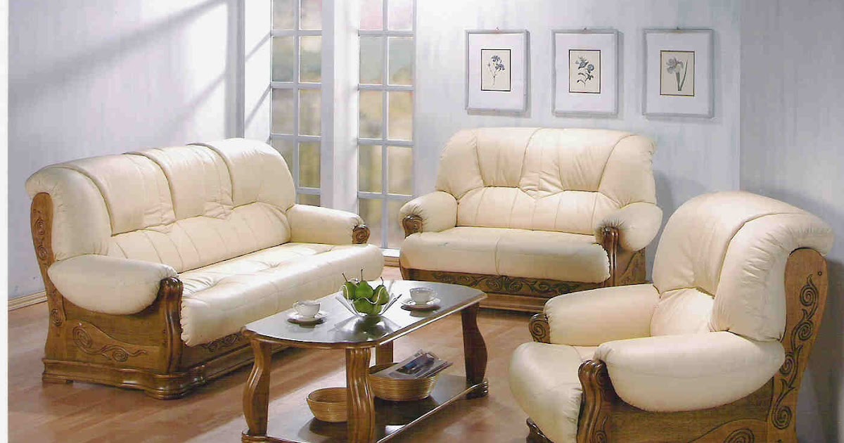 KASHMIR FURNITURES Wood Leather Sofa Set