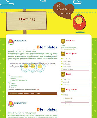 I Love Egg Blogger Template