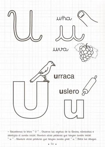 FICHAS DE LENGUAJE - LA LETRA U : FICHAS PARA NIÑOS