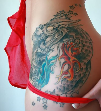 Fire and Water Dragon Tattoo