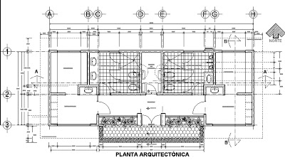 DIBUJOS DE ARQUITECTURA: MODULO DE BAÑOS-VESTIDORES