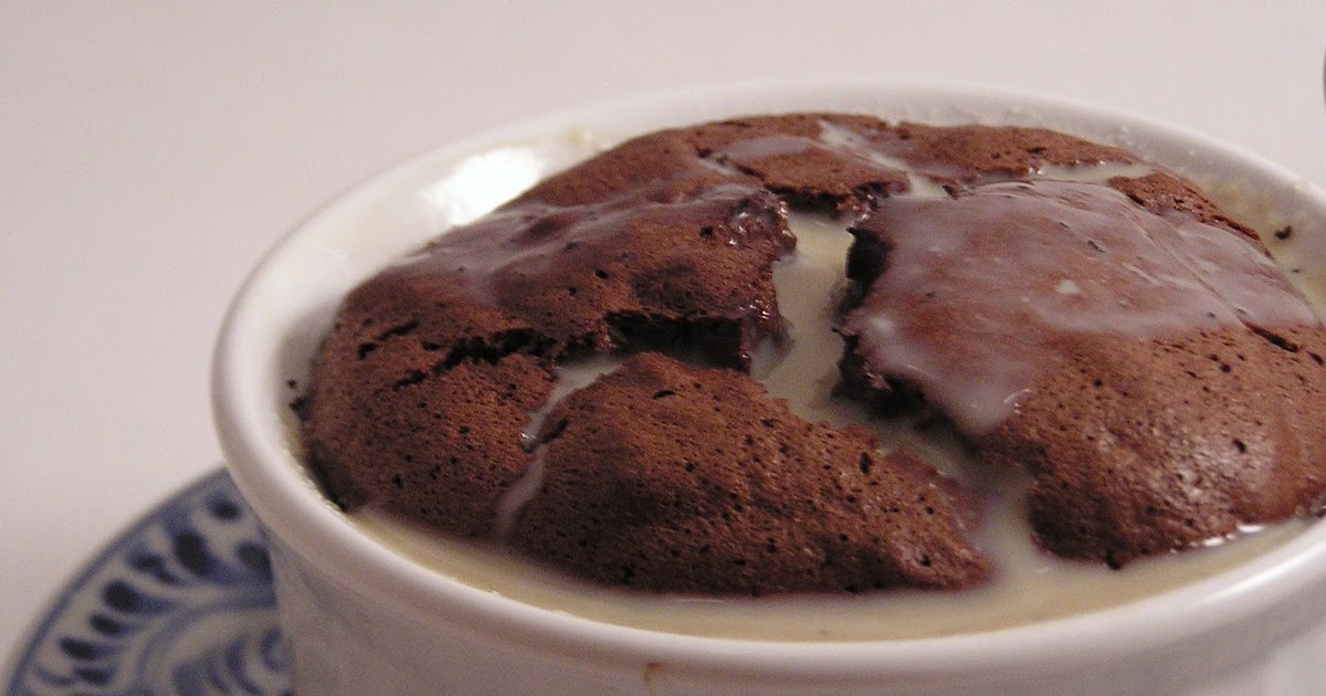 Cast Sugar Bittersweet Chocolate Souffle with Earl Grey Custard Sauce