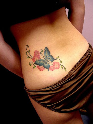 butterfly flower tattoo designs lower back women sexy girls