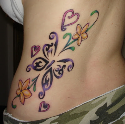 butterfly tattoo flower rib girls