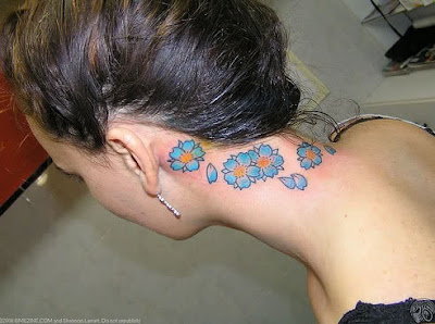 Neck Tattoos, flowers neck tattoo, Butterfly neck tattoo, Star neck tattoo