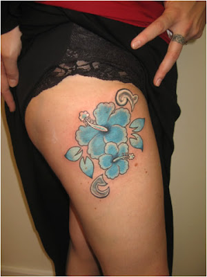 leg tattoo sexy girls, flower tattoo style