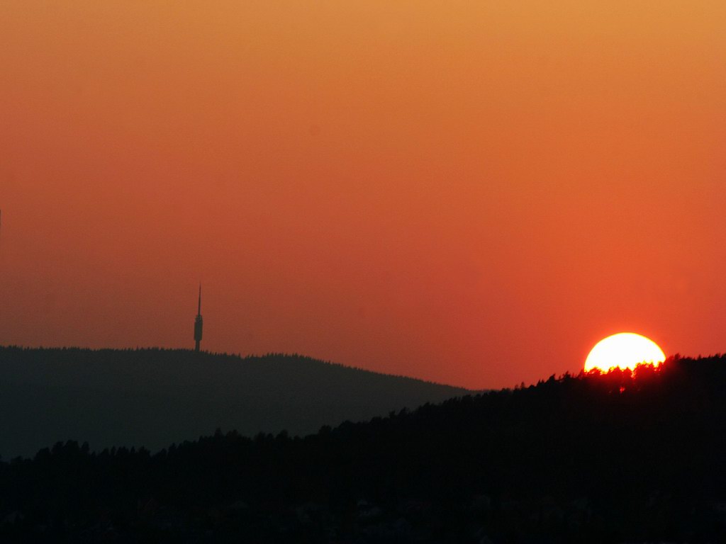 sunset on hill